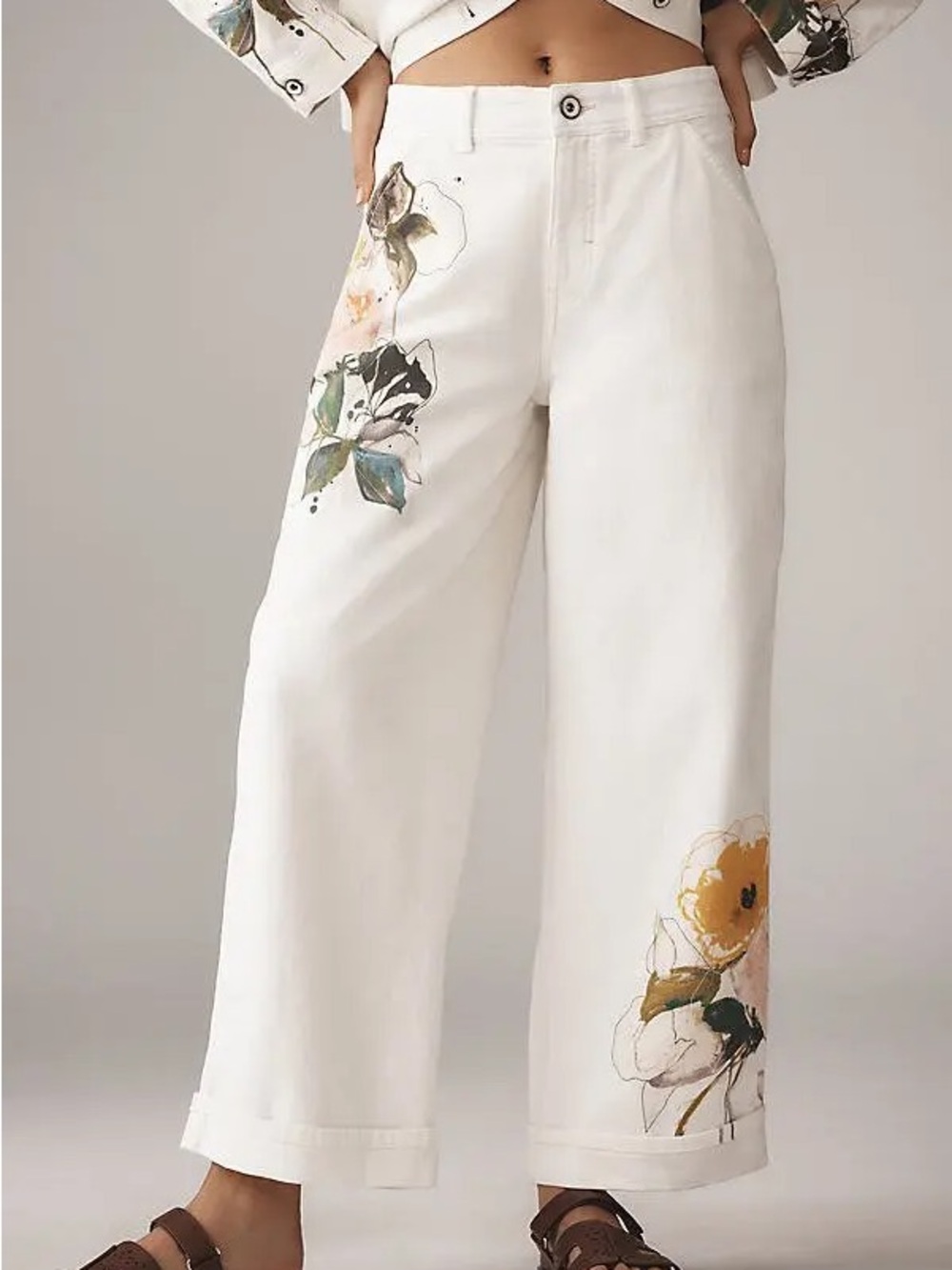 Leigh Ver x Anthropologie Pilcro Relaxed Cuff Wide Leg Trouser Floral